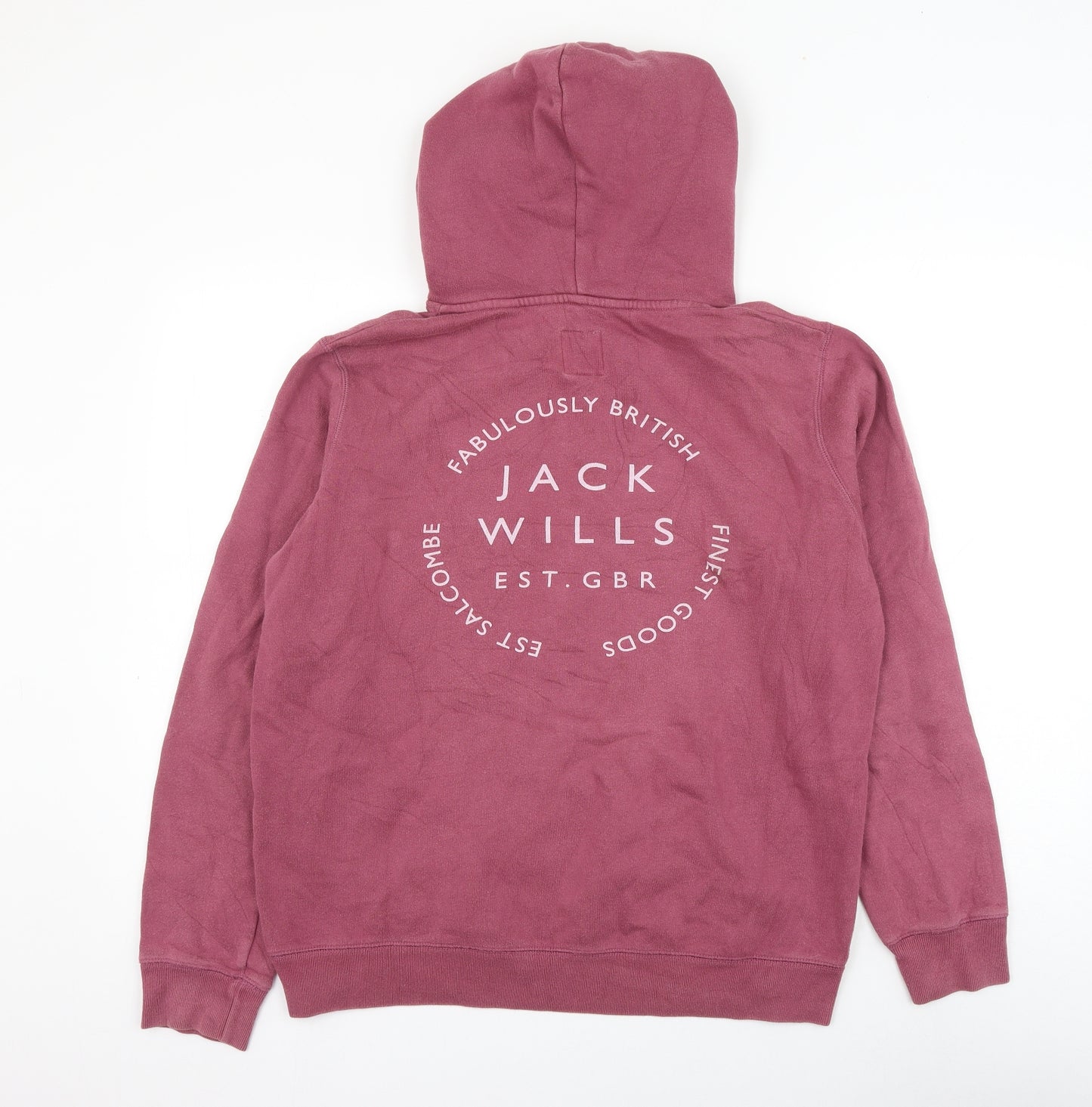 Jack Wills Womens Pink Cotton Pullover Hoodie Size 12 Pullover