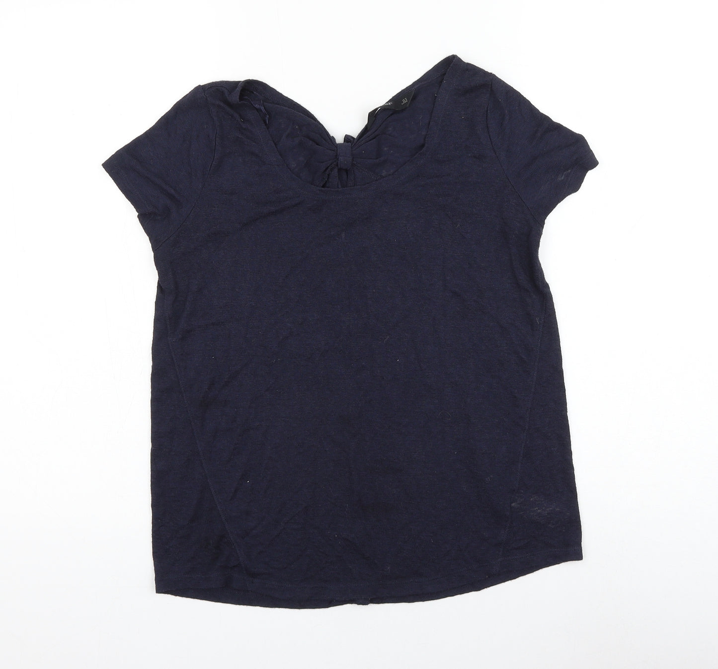 F&F Womens Blue Viscose Basic T-Shirt Size 10 Round Neck
