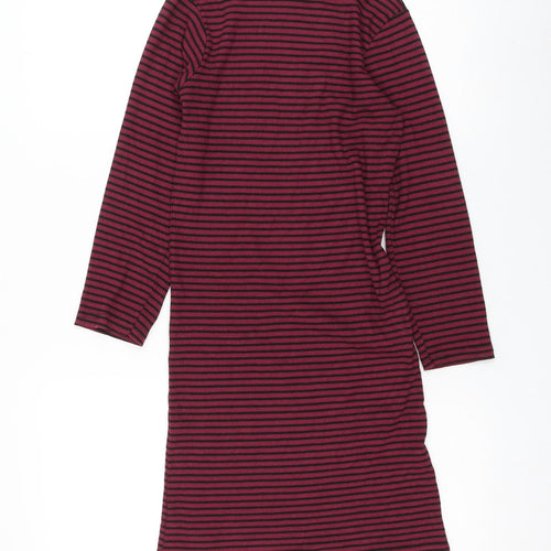 Poof Womens Red Striped Cotton Pencil Dress Size S Mock Neck Pullover