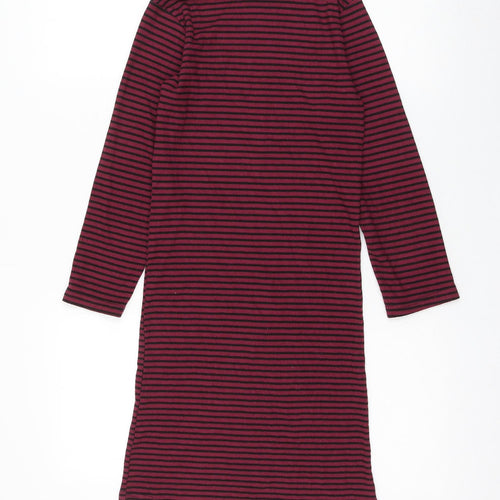 Poof Womens Red Striped Cotton Pencil Dress Size S Mock Neck Pullover