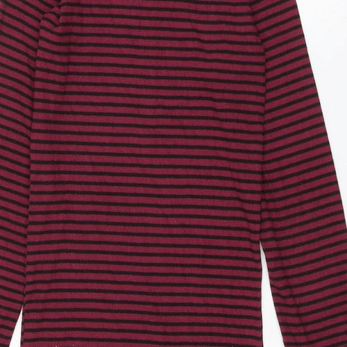 Poof Womens Red Striped Cotton Pencil Dress Size S Mock Neck Pullover