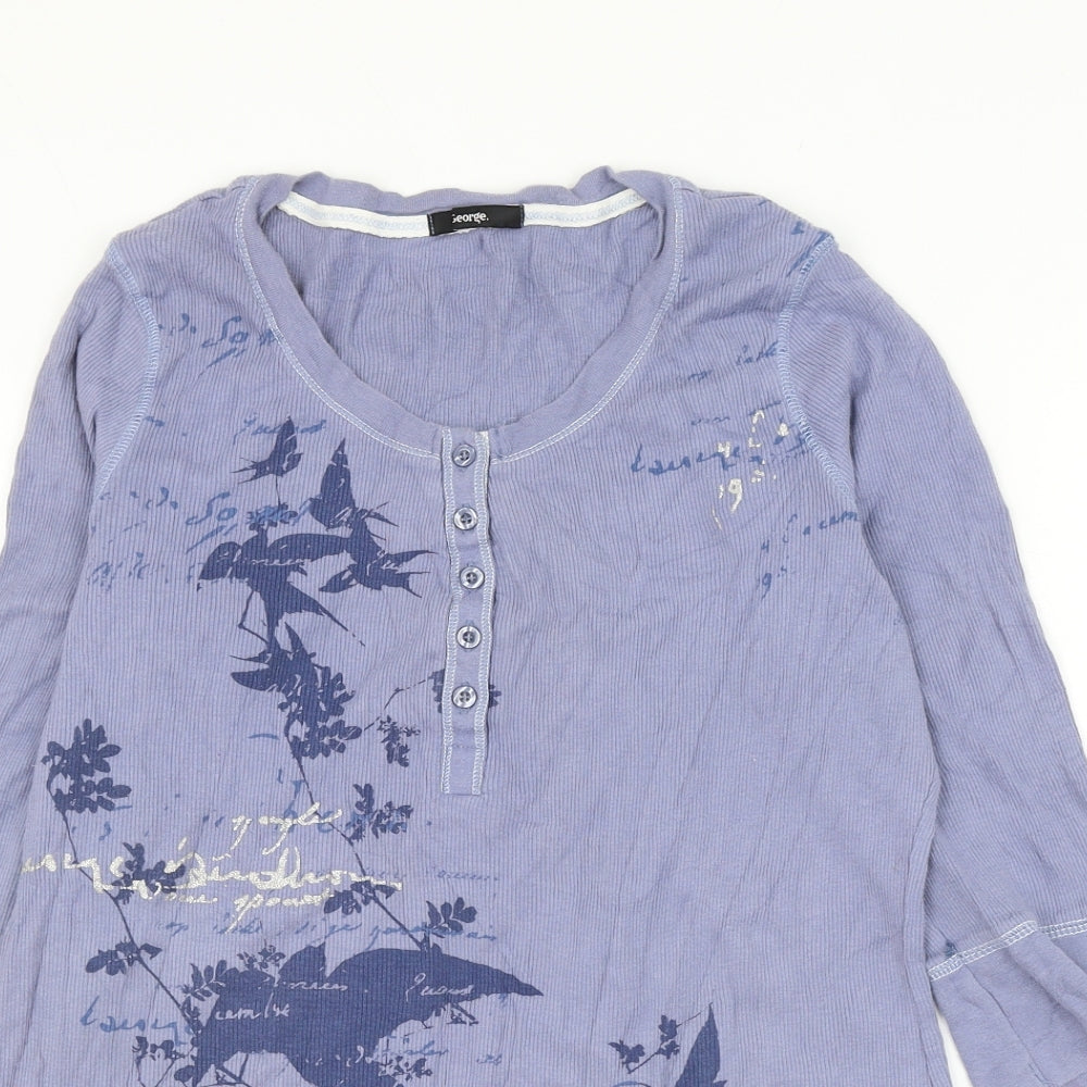 George Womens Blue Cotton Basic Blouse Size 20 Scoop Neck - Bird