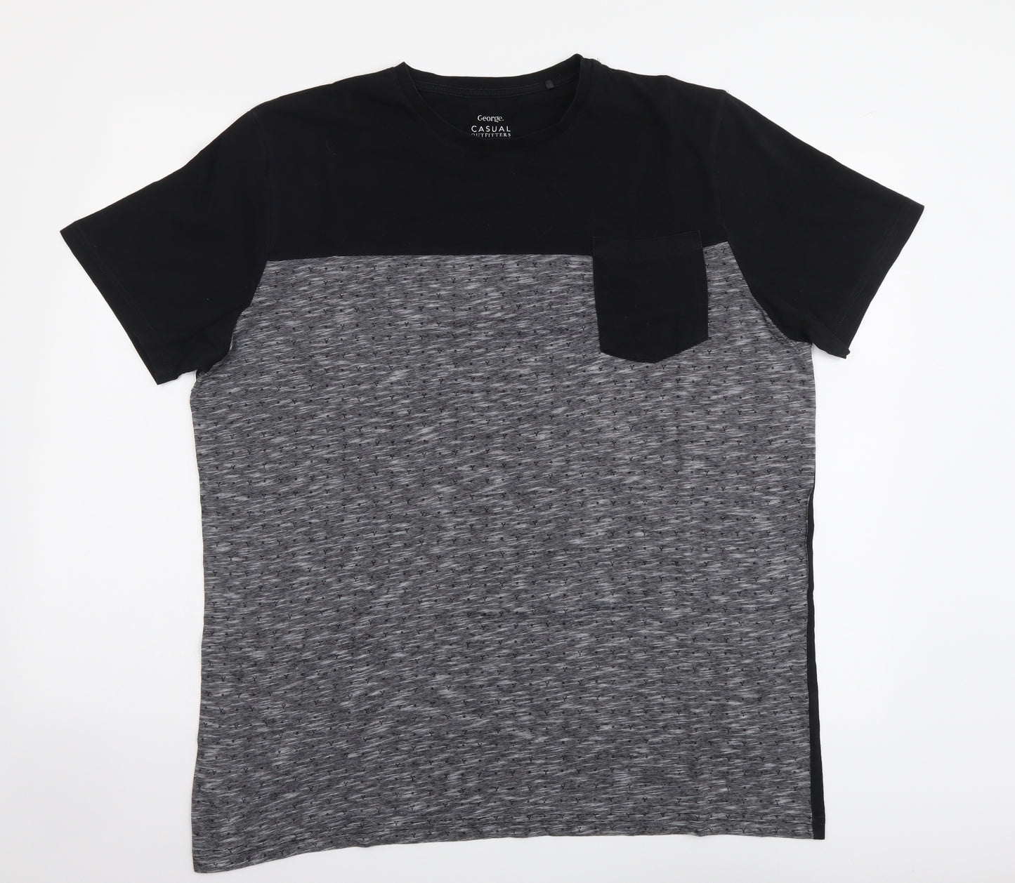 George Mens Black Polyester T-Shirt Size XL Round Neck