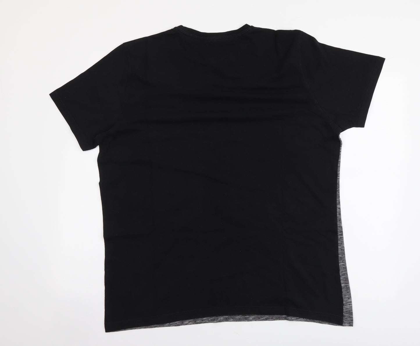 George Mens Black Polyester T-Shirt Size XL Round Neck