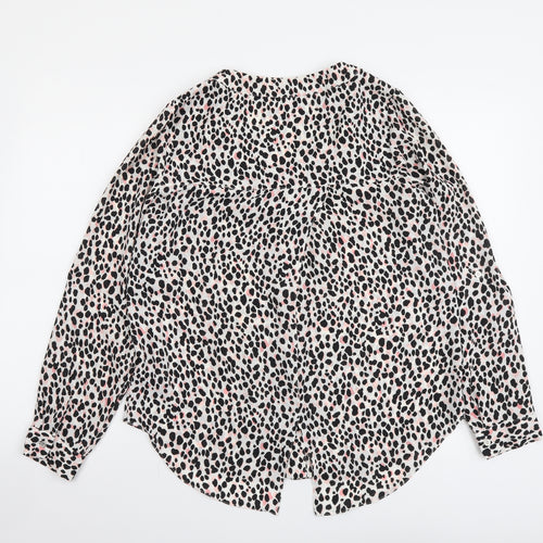 George Womens Multicoloured Animal Print Polyester Basic Button-Up Size 12 V-Neck - Leopard Pattern