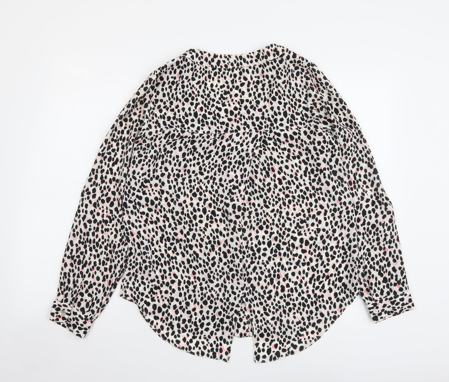 George Womens Multicoloured Animal Print Polyester Basic Button-Up Size 12 V-Neck - Leopard Pattern