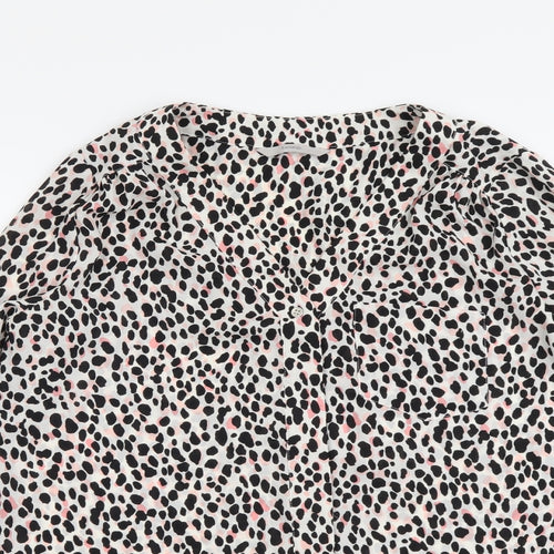 George Womens Multicoloured Animal Print Polyester Basic Button-Up Size 12 V-Neck - Leopard Pattern