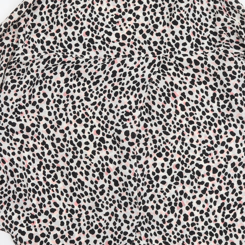 George Womens Multicoloured Animal Print Polyester Basic Button-Up Size 12 V-Neck - Leopard Pattern