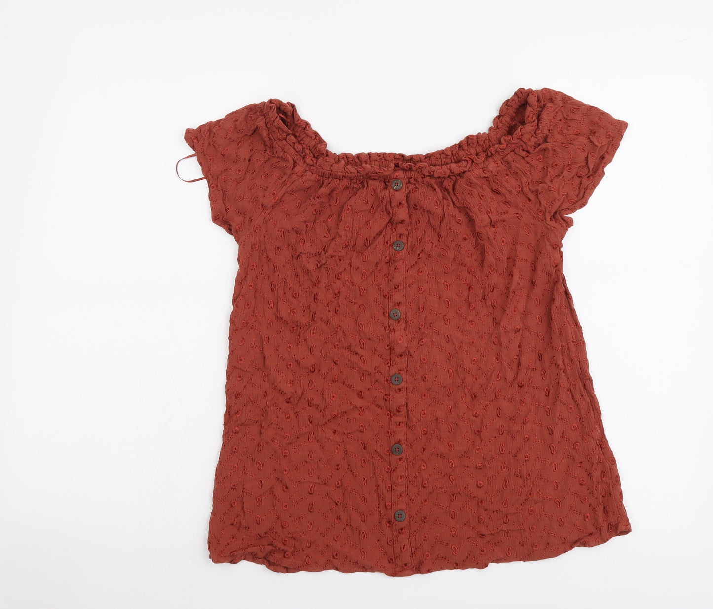 Principles Womens Brown Viscose Basic Blouse Size 12 Off the Shoulder