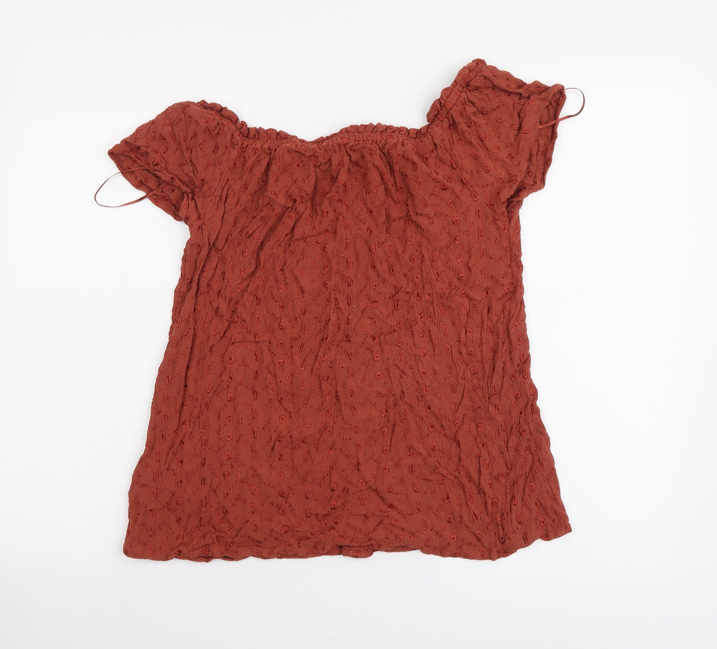 Principles Womens Brown Viscose Basic Blouse Size 12 Off the Shoulder