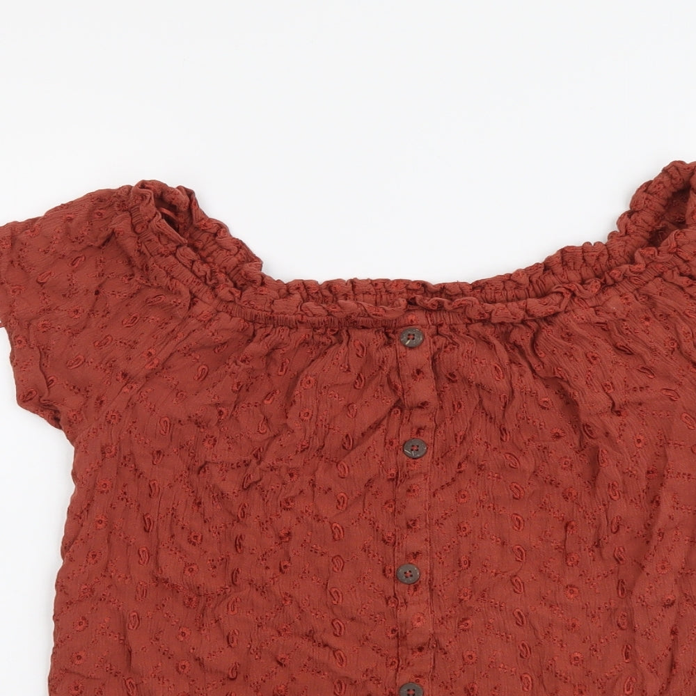 Principles Womens Brown Viscose Basic Blouse Size 12 Off the Shoulder
