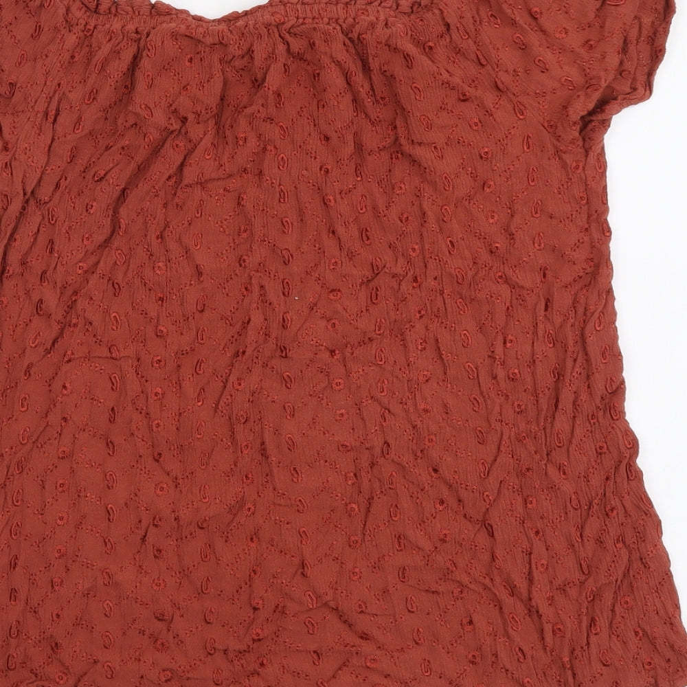 Principles Womens Brown Viscose Basic Blouse Size 12 Off the Shoulder
