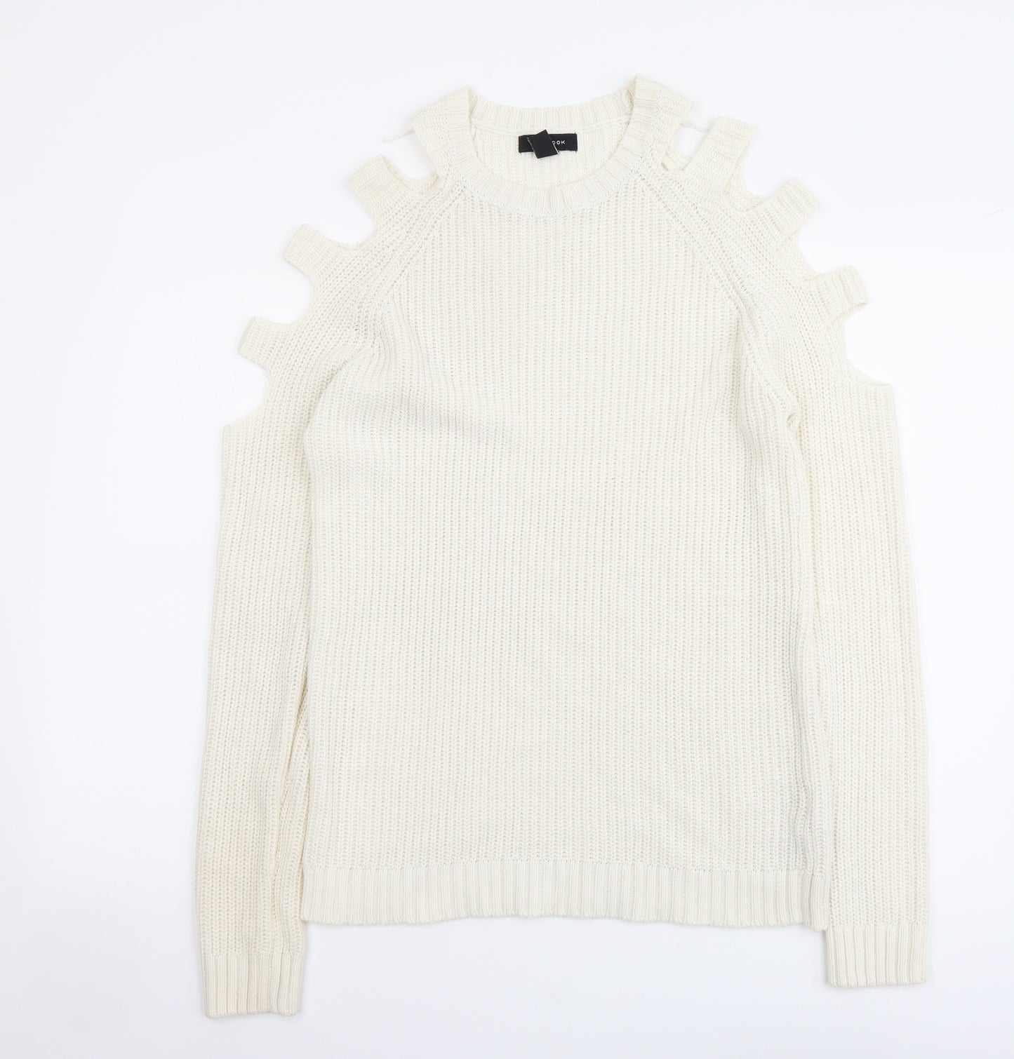 New Look Womens Ivory Round Neck Acrylic Pullover Jumper Size S