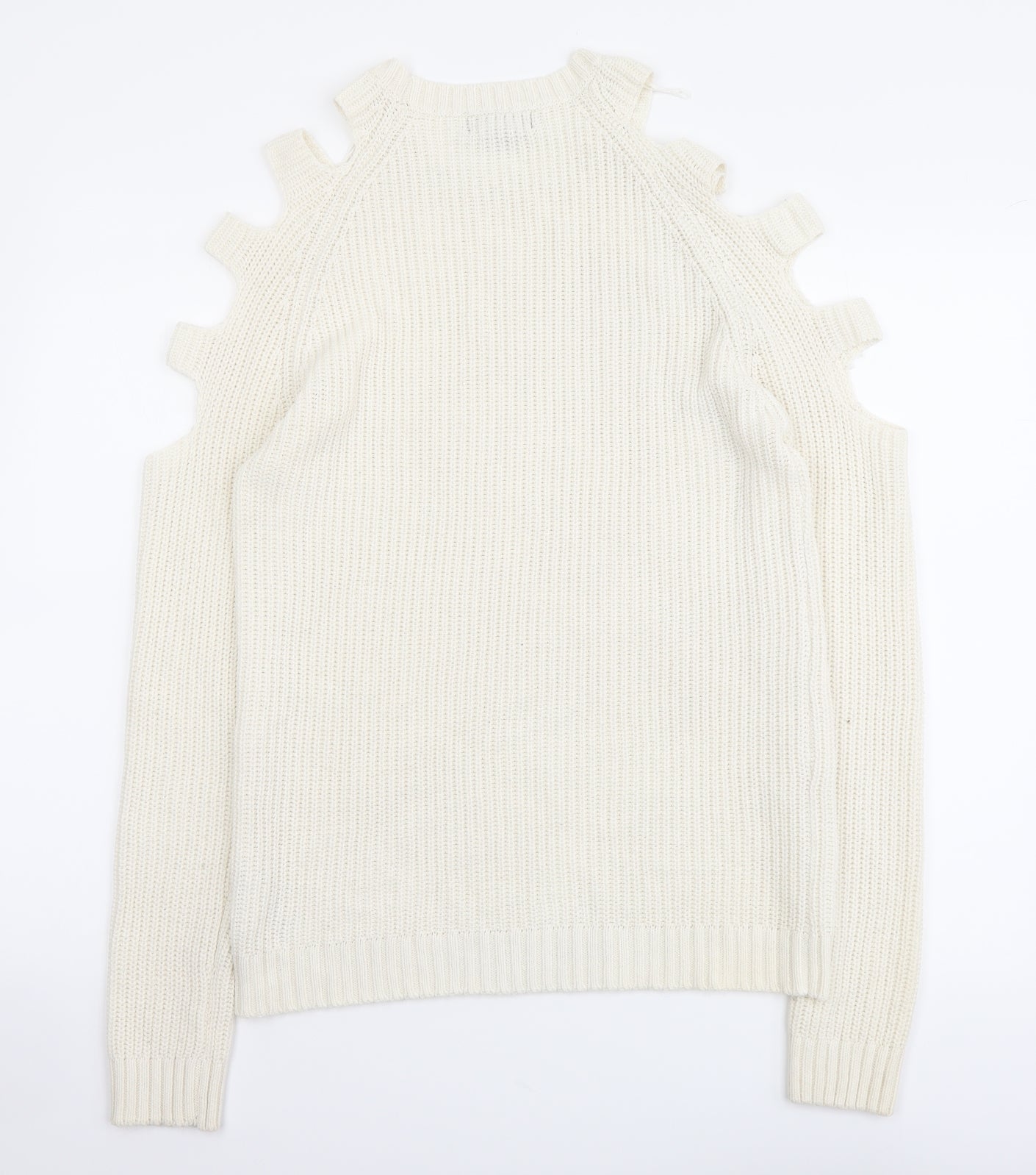 New Look Womens Ivory Round Neck Acrylic Pullover Jumper Size S