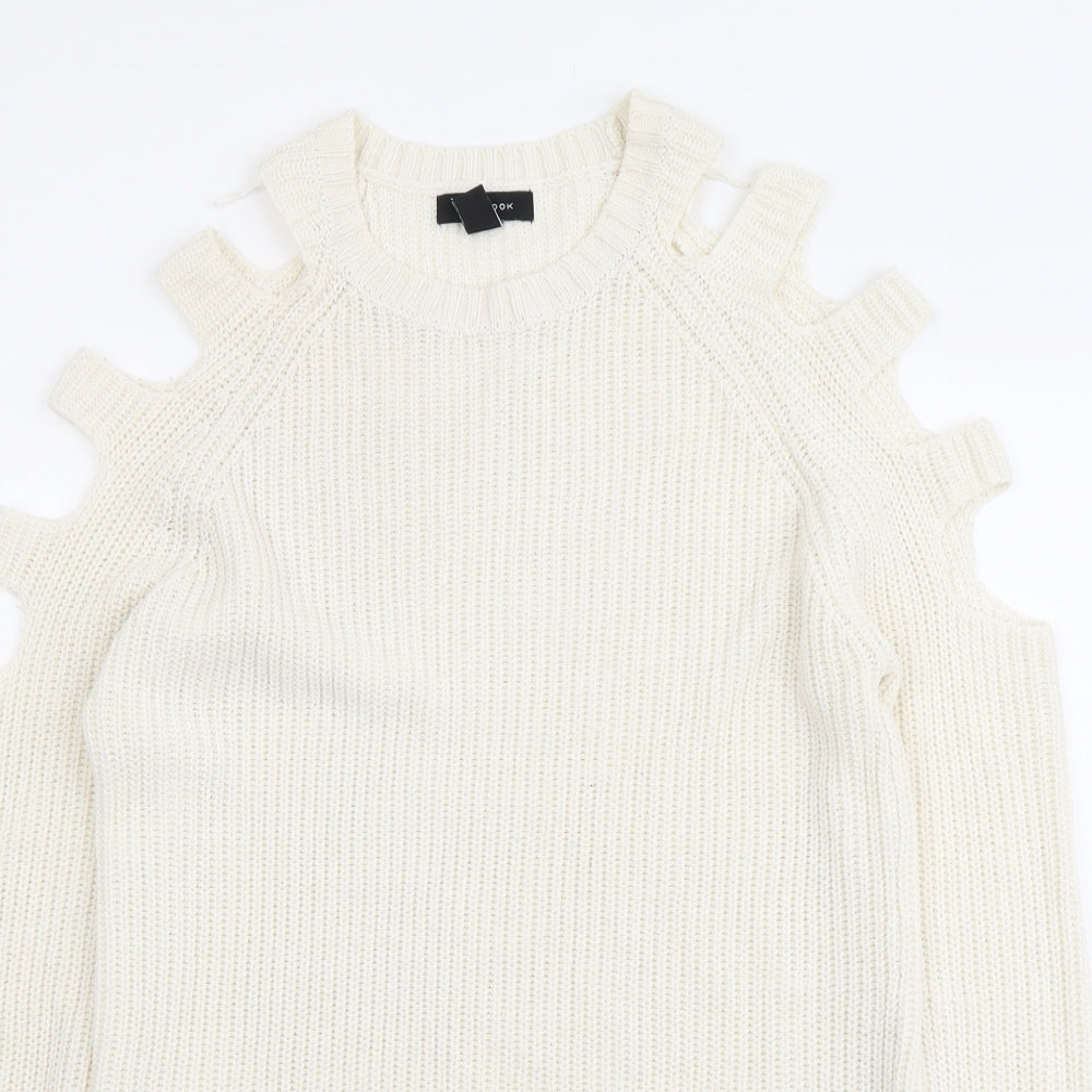 New Look Womens Ivory Round Neck Acrylic Pullover Jumper Size S