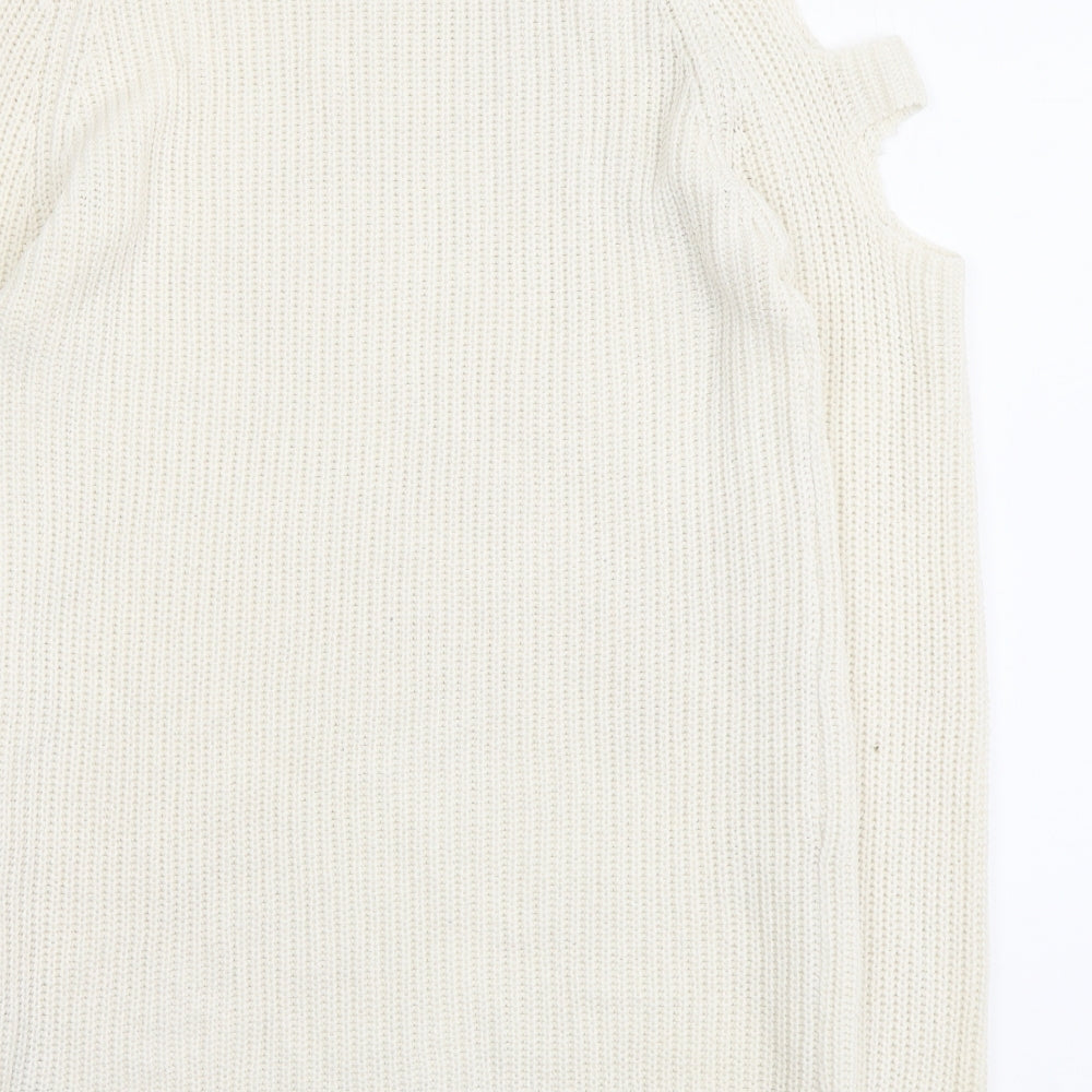 New Look Womens Ivory Round Neck Acrylic Pullover Jumper Size S