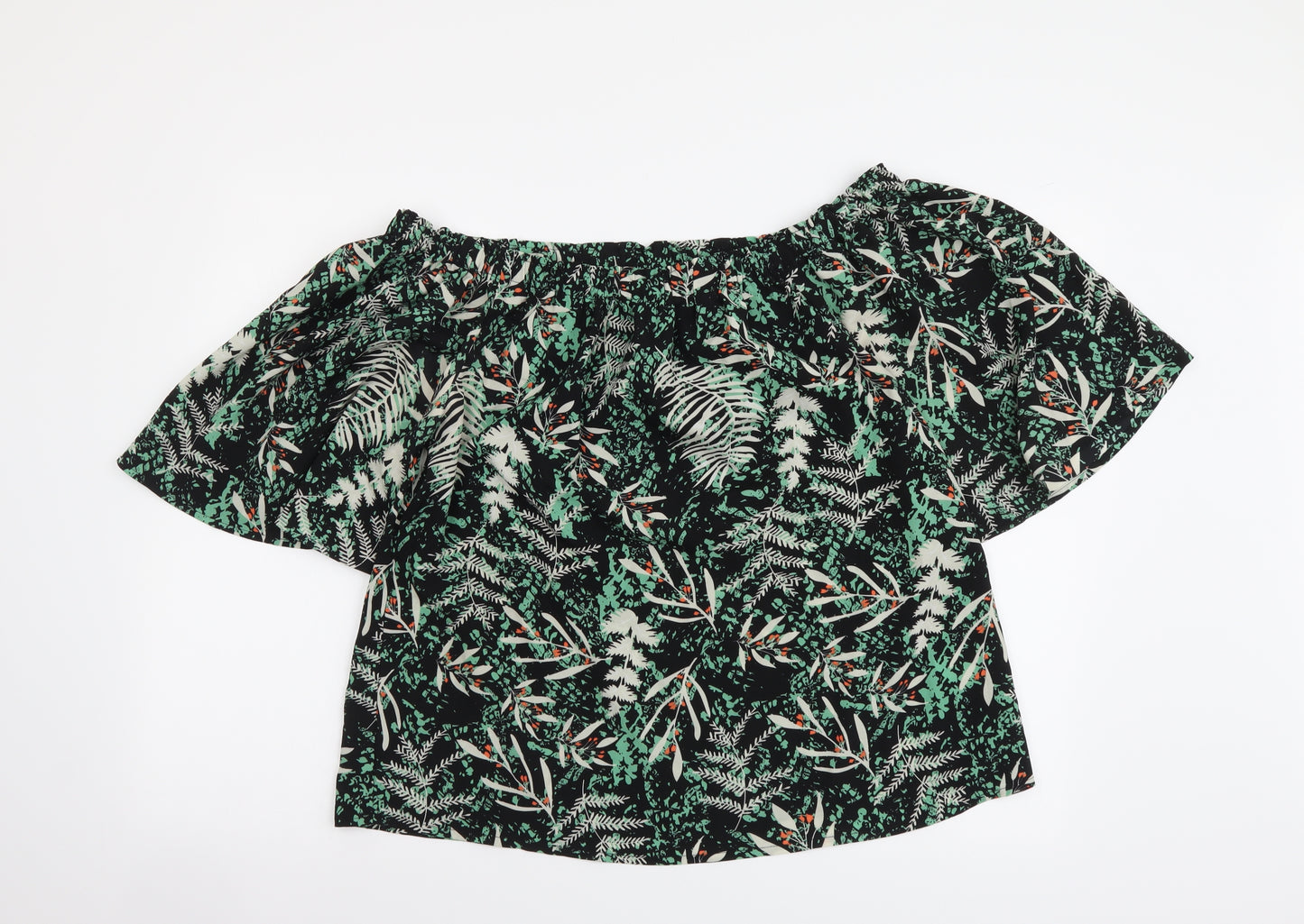 Studio Womens Multicoloured Geometric Polyester Basic Blouse Size 14 Off the Shoulder
