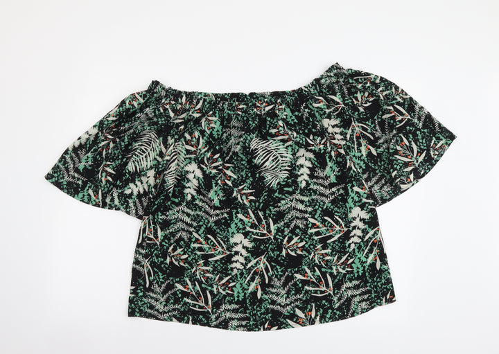 Studio Womens Multicoloured Geometric Polyester Basic Blouse Size 14 Off the Shoulder