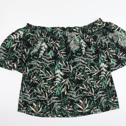 Studio Womens Multicoloured Geometric Polyester Basic Blouse Size 14 Off the Shoulder