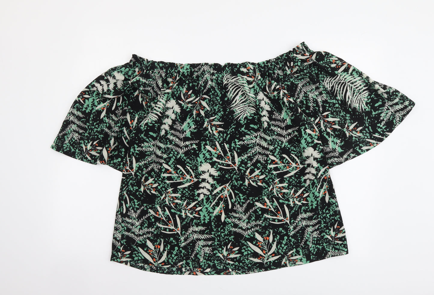 Studio Womens Multicoloured Geometric Polyester Basic Blouse Size 14 Off the Shoulder