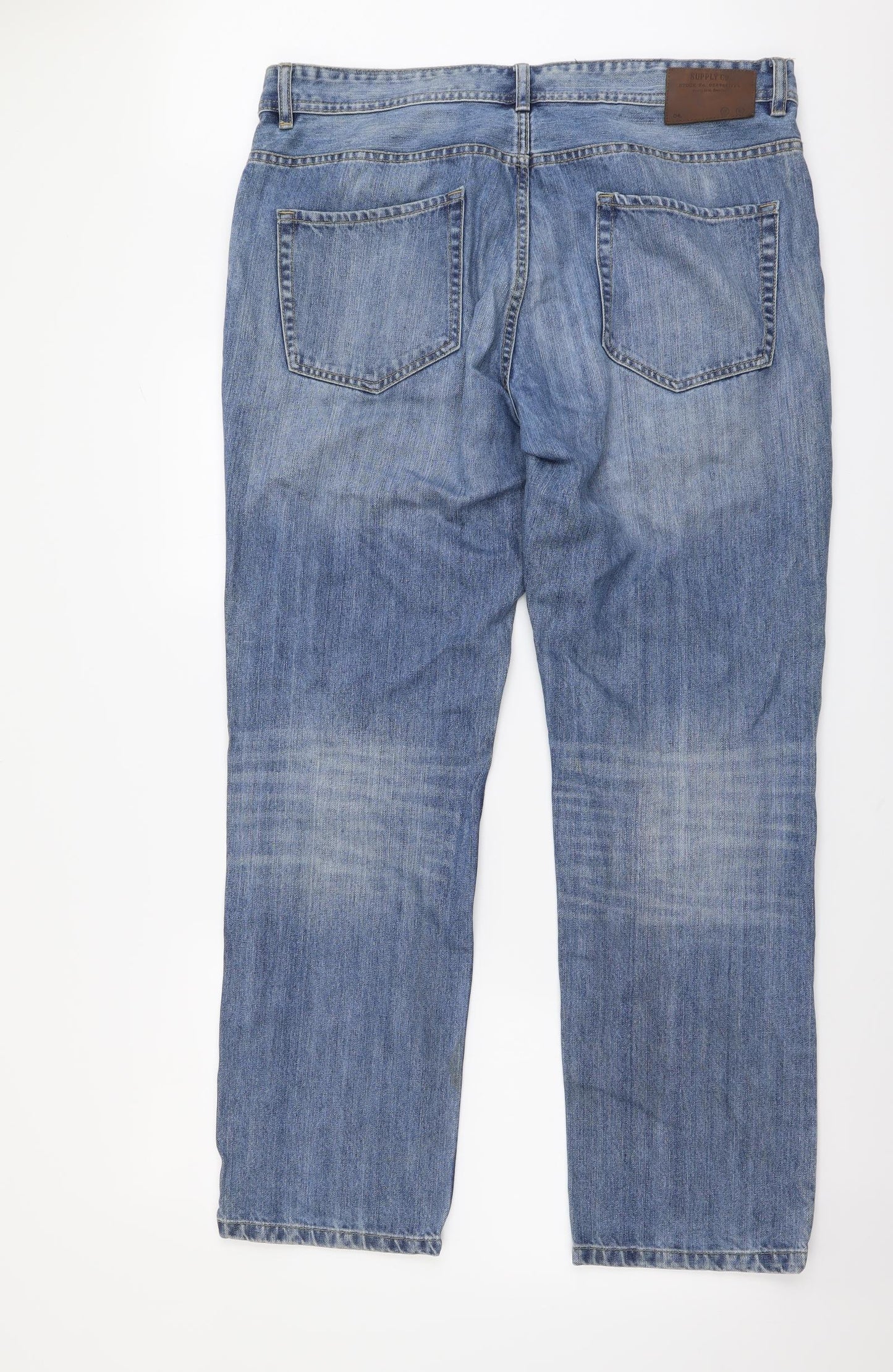 TU Mens Blue Cotton Straight Jeans Size 38 in L32 in Regular Button