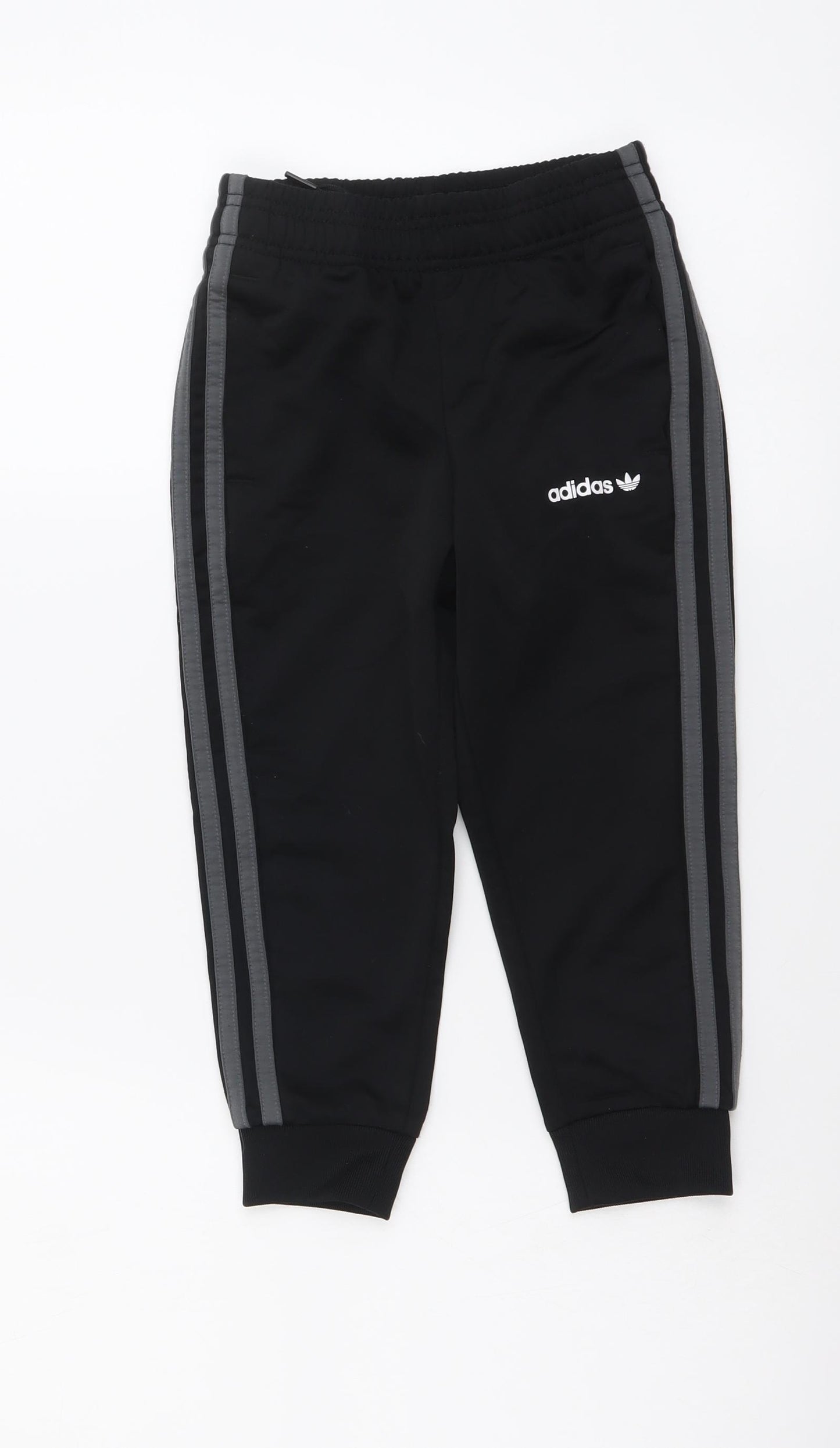 adidas Boys Black Polyester Jogger Trousers Size 4-5 Years Regular Drawstring