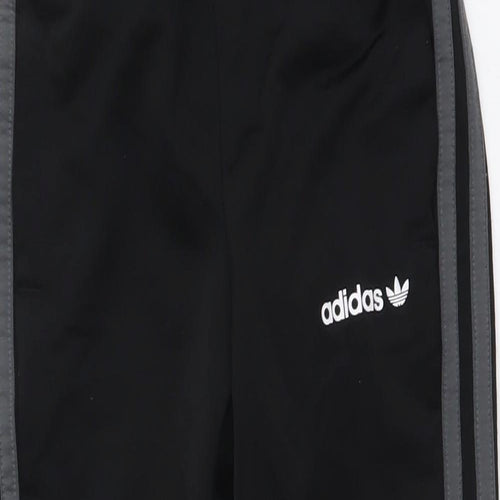 adidas Boys Black Polyester Jogger Trousers Size 4-5 Years Regular Drawstring
