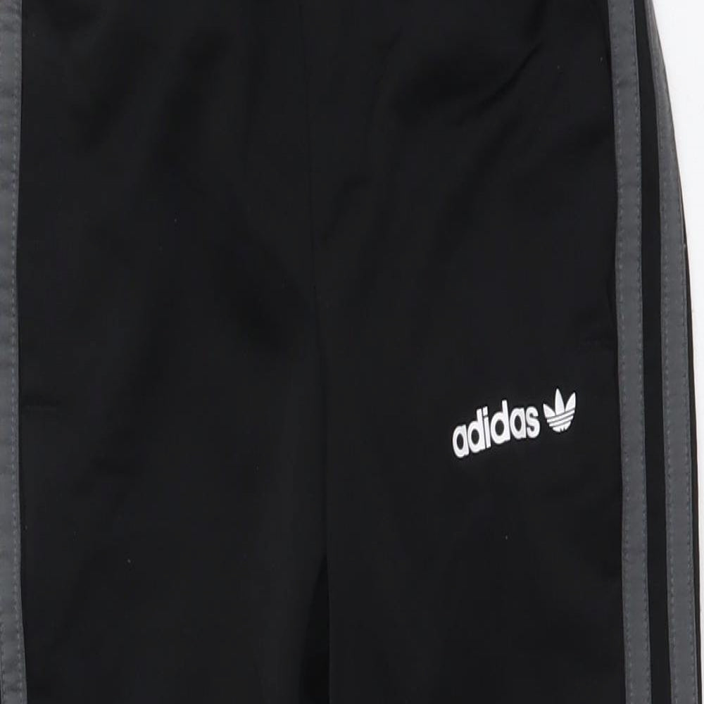 adidas Boys Black Polyester Jogger Trousers Size 4-5 Years Regular Drawstring
