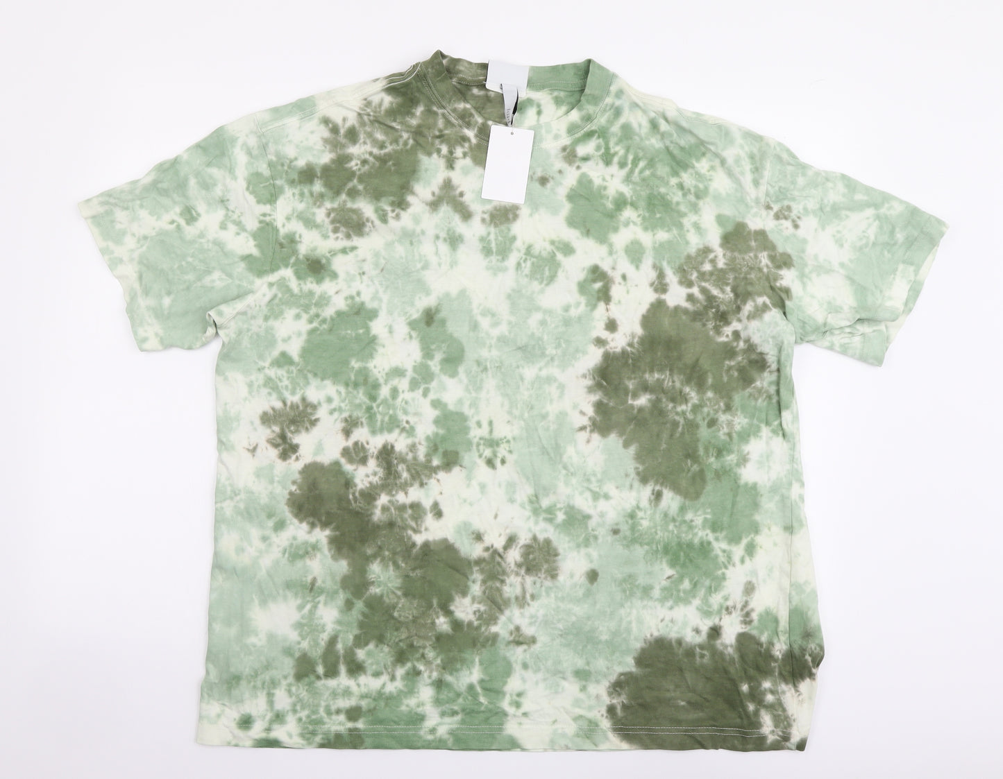 H&M Mens Green Cotton T-Shirt Size L Round Neck