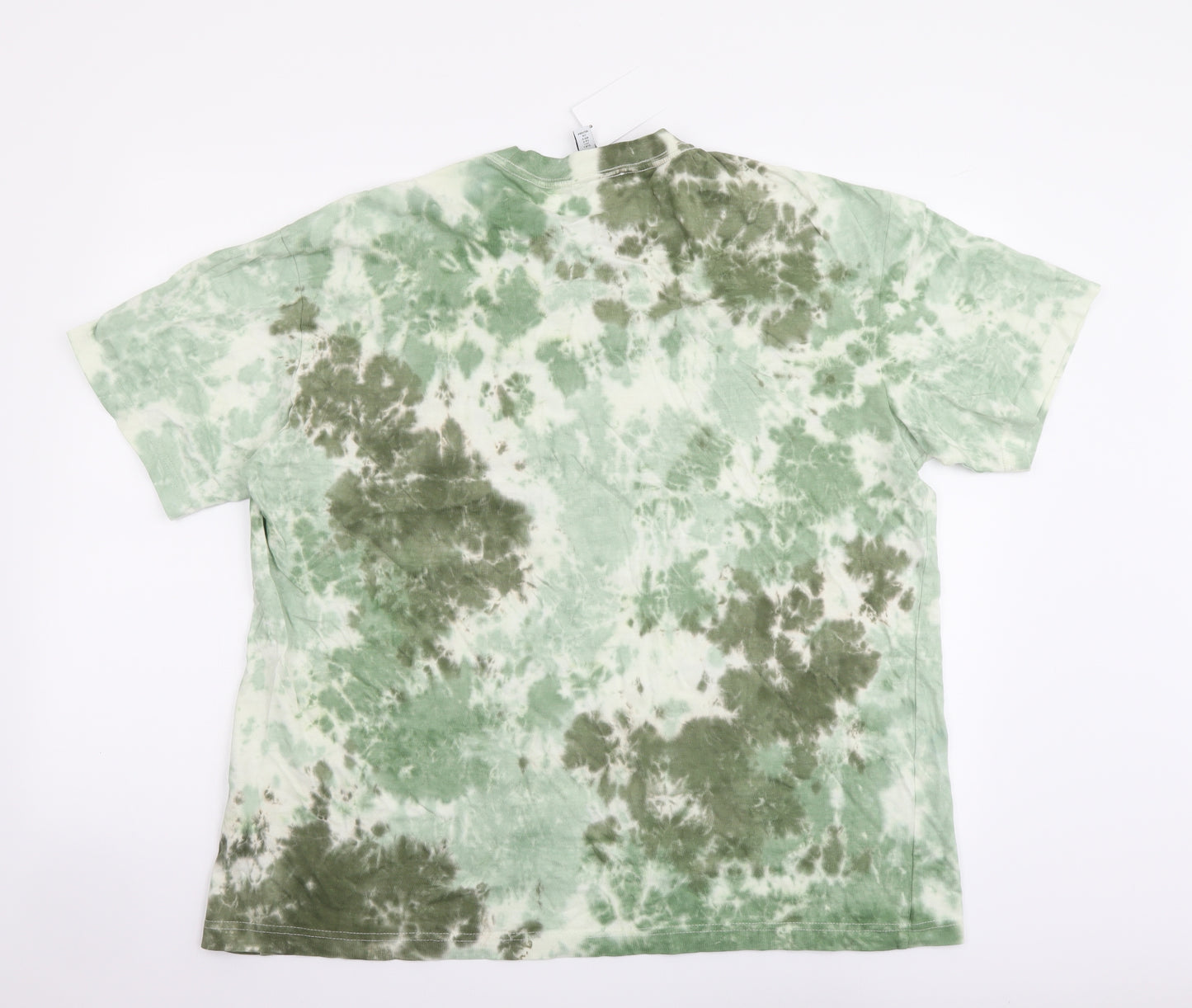 H&M Mens Green Cotton T-Shirt Size L Round Neck