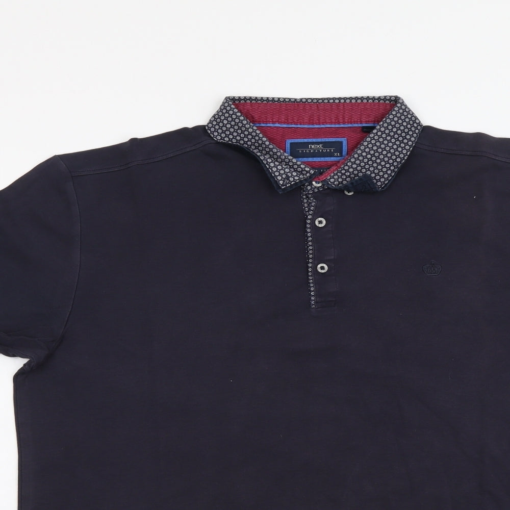 NEXT Mens Blue Cotton Polo Size XL Collared Pullover