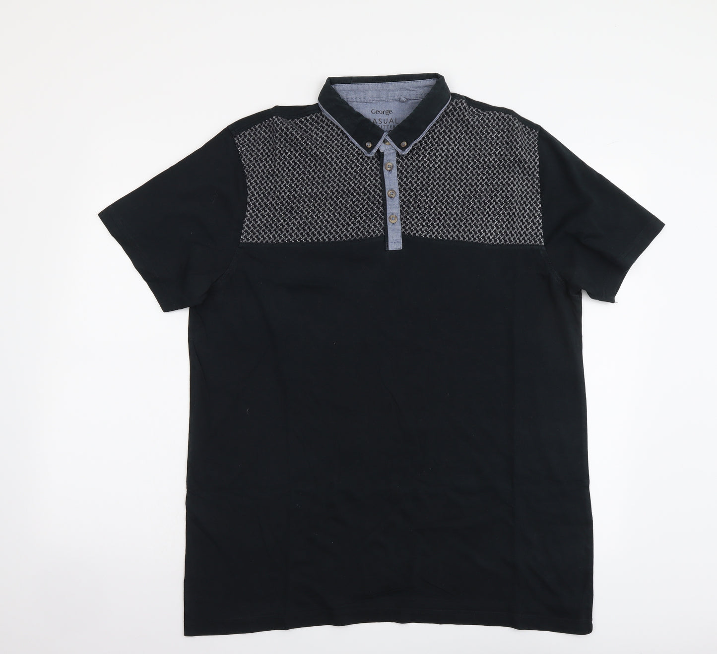 George Mens Blue Cotton Polo Size XL Collared Pullover
