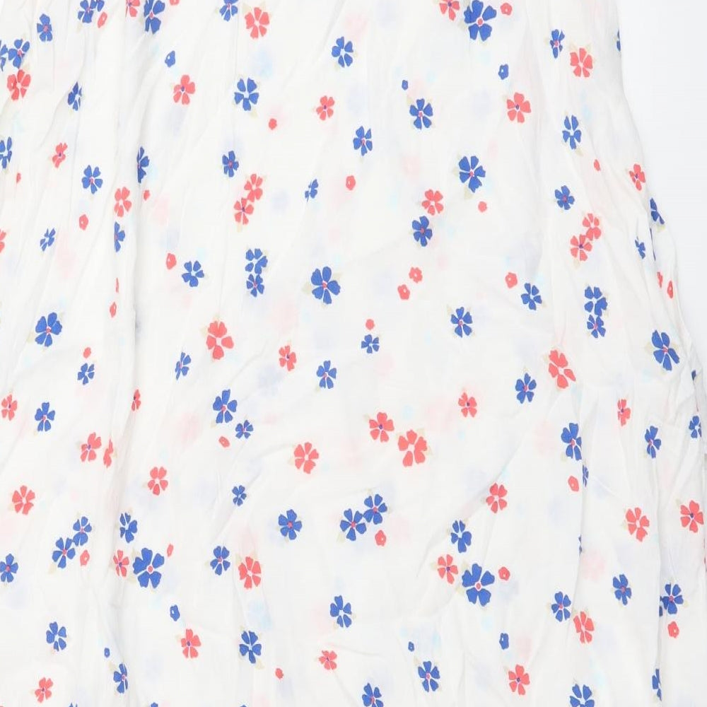 Marks and Spencer Womens White Floral Viscose A-Line Skirt Size 12 Zip