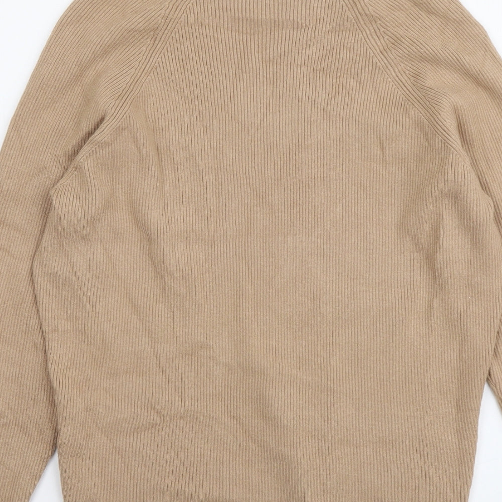 Principles Womens Beige V-Neck Viscose Pullover Jumper Size M - Ribbed