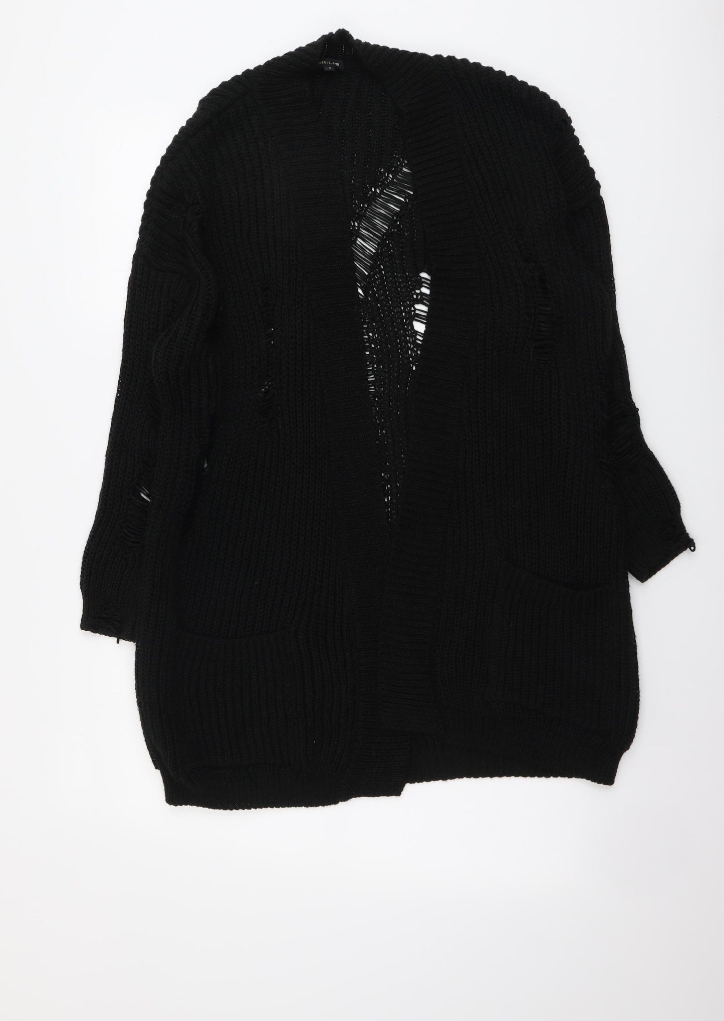 River Island Womens Black V-Neck Acrylic Cardigan Jumper Size S