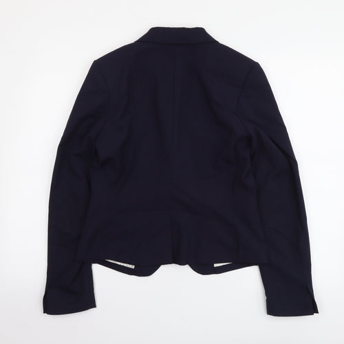 H&M Womens Blue Polyester Jacket Suit Jacket Size M