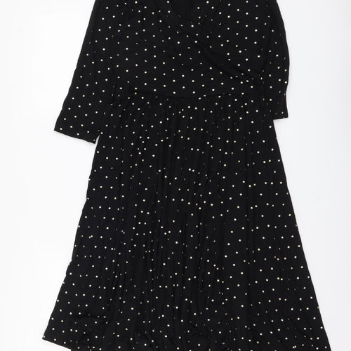 Happy Mama Womens Black Geometric Polyester A-Line Size S V-Neck Pullover - Stars pattern