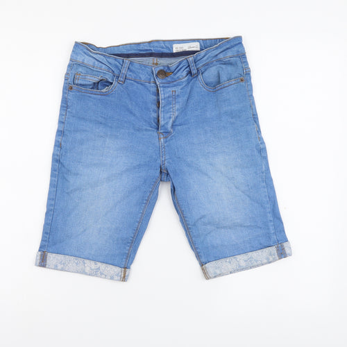 Denim & Co. Mens Blue Cotton Bermuda Shorts Size 28 in L10 in Regular Button