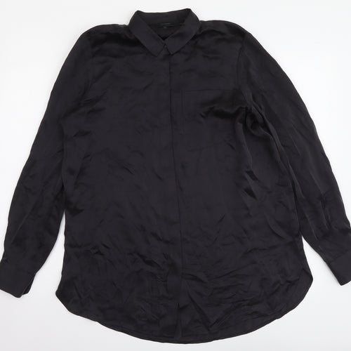 Cult Studios Womens Black Polyester Basic Button-Up Size 10 Collared