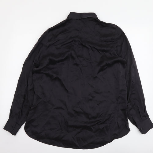Cult Studios Womens Black Polyester Basic Button-Up Size 10 Collared