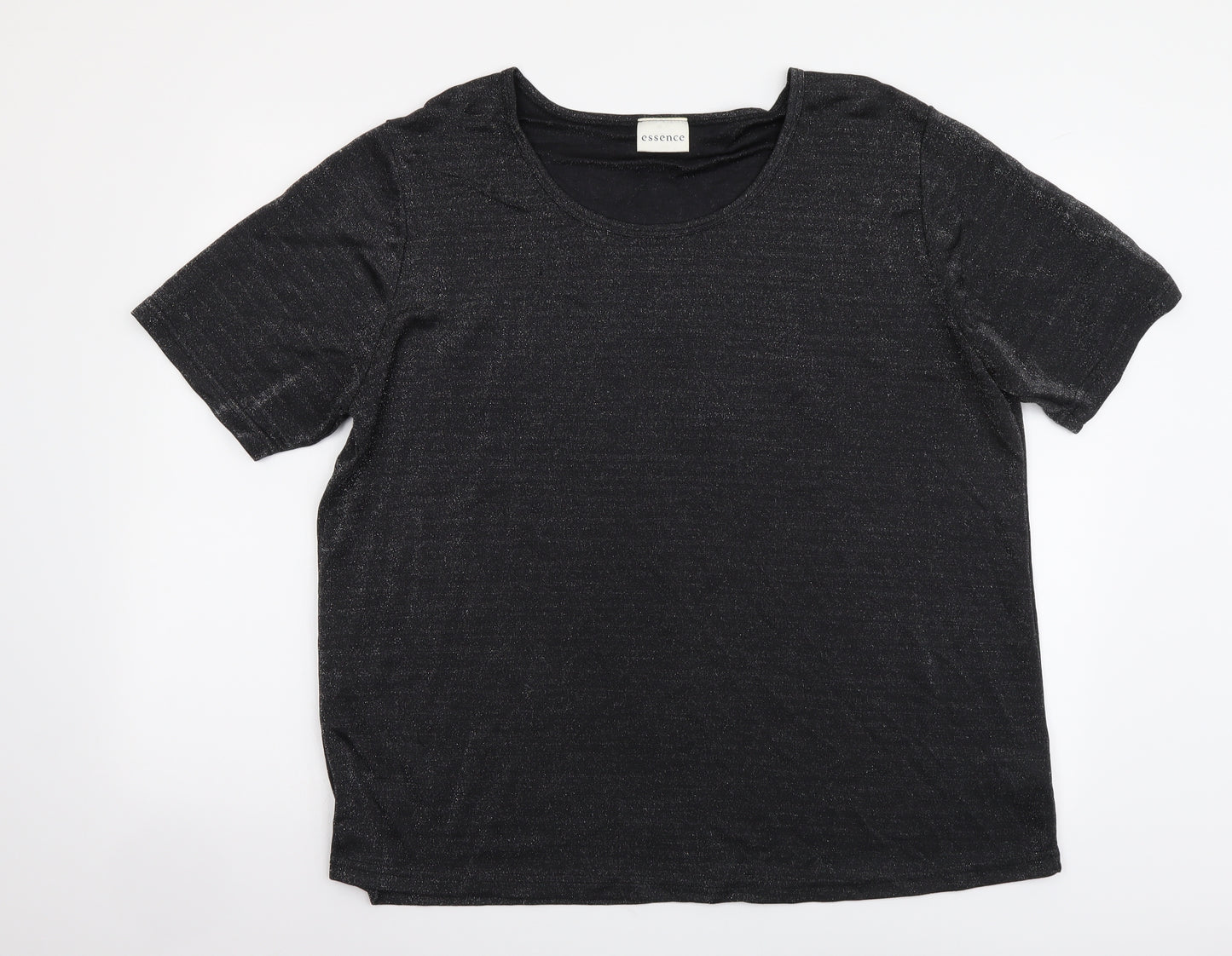 essence Womens Silver Nylon Basic T-Shirt Size 22 Round Neck