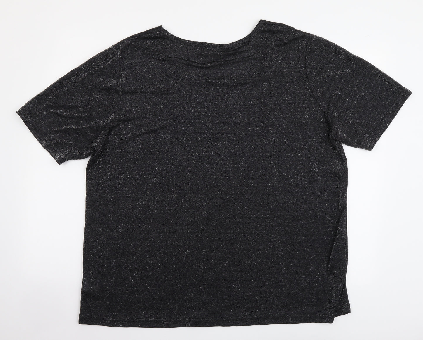 essence Womens Silver Nylon Basic T-Shirt Size 22 Round Neck