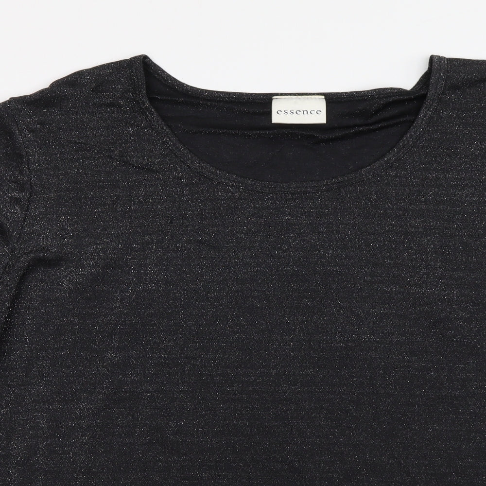essence Womens Silver Nylon Basic T-Shirt Size 22 Round Neck