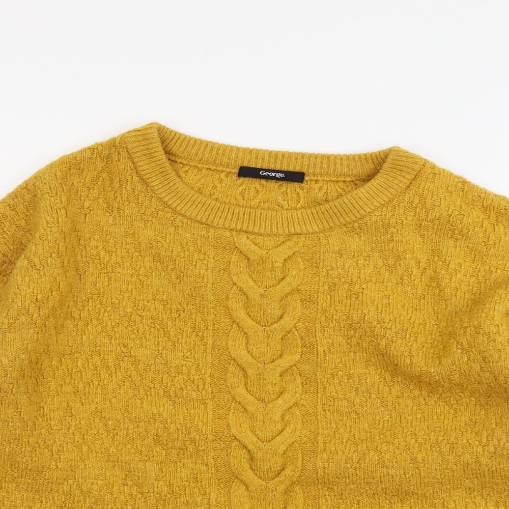 George Womens Yellow Round Neck Acrylic Pullover Jumper Size 10