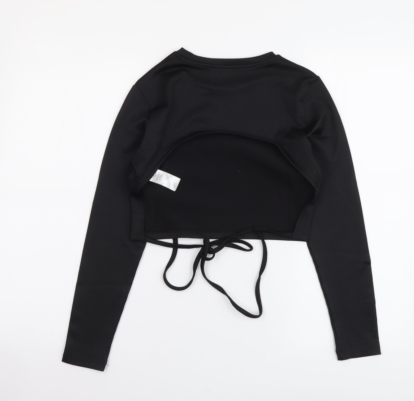 Primark Womens Black Polyester Cropped Blouse Size XS Round Neck