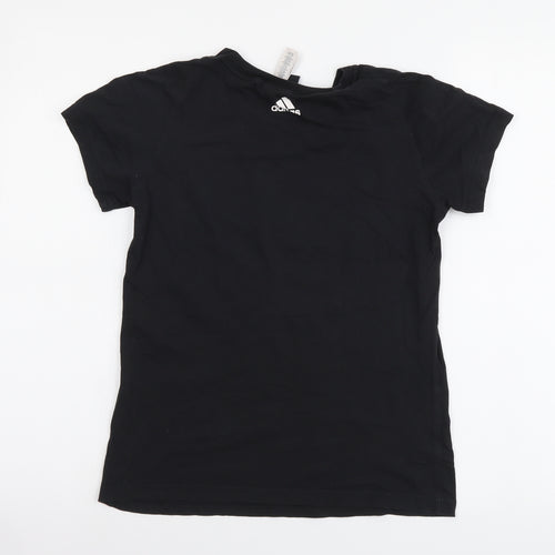 adidas Boys Black Cotton Basic T-Shirt Size 8-9 Years Round Neck Pullover
