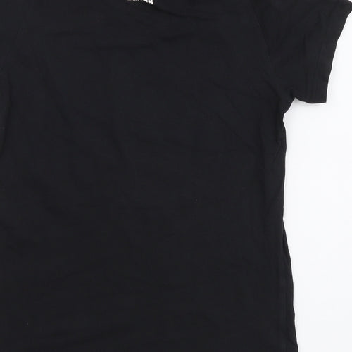 adidas Boys Black Cotton Basic T-Shirt Size 8-9 Years Round Neck Pullover