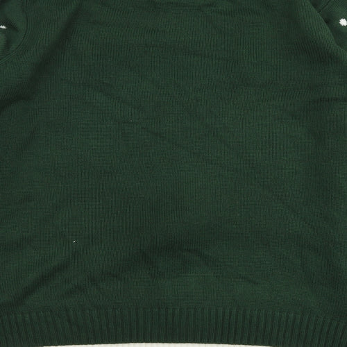Cedar Wood State Mens Green Round Neck Geometric Acrylic Henley Jumper Size XL - Reindeer Print