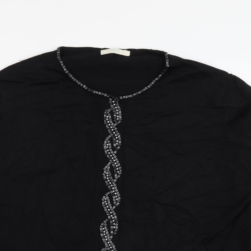 Marks and Spencer Womens Black Round Neck Viscose Cardigan Jumper Size 20