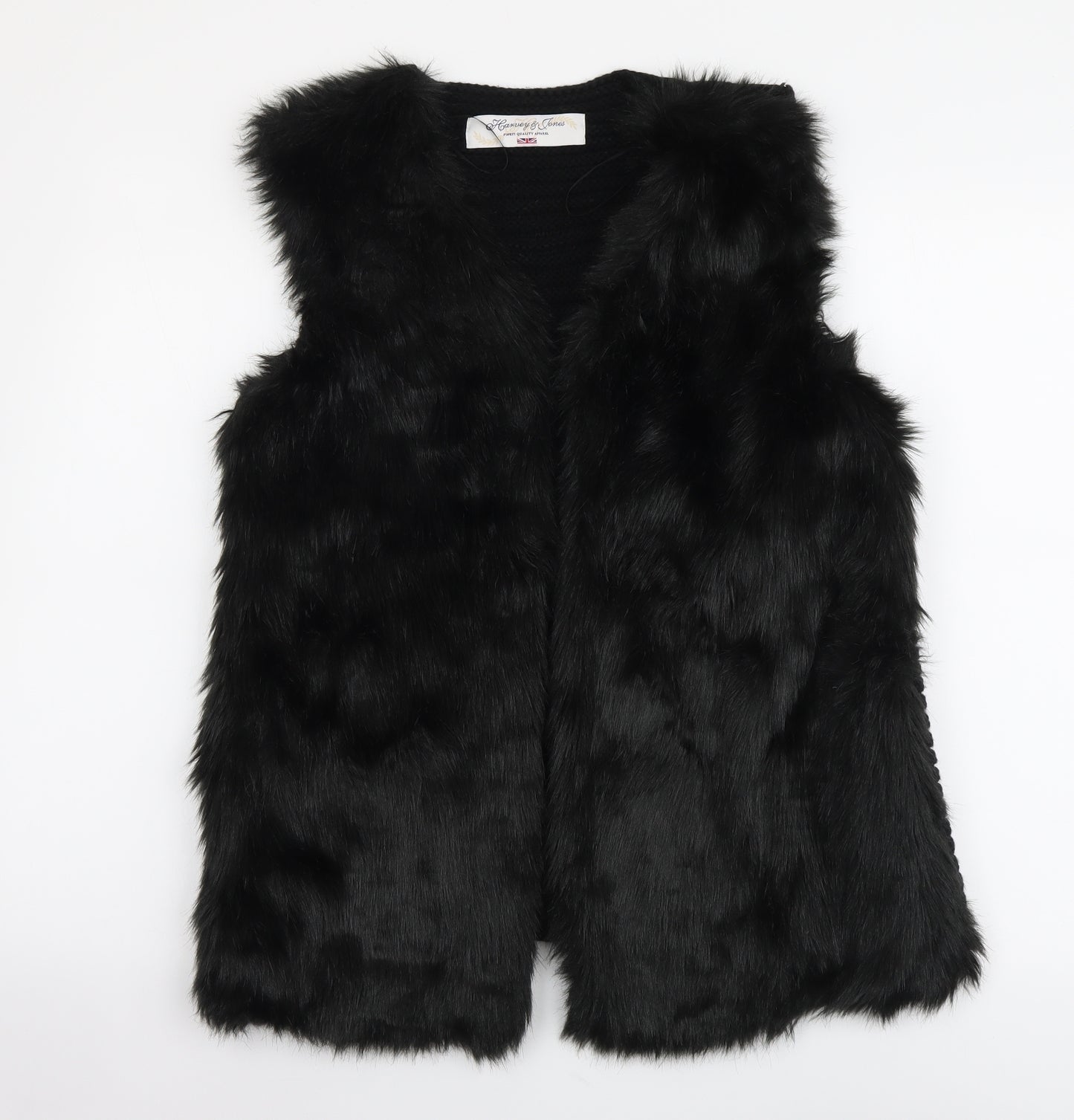 Harvey & Jone Womens Black Gilet Coat Size 12 Hook & Loop